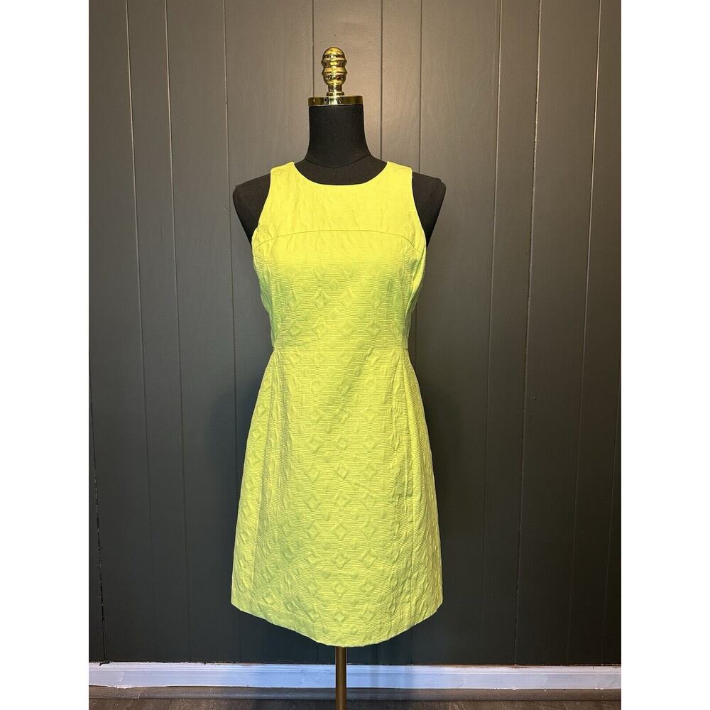 Banana Republic x Milly Tennis Ball Neon Yellow Textured Shift‎ Dress Size 6P
